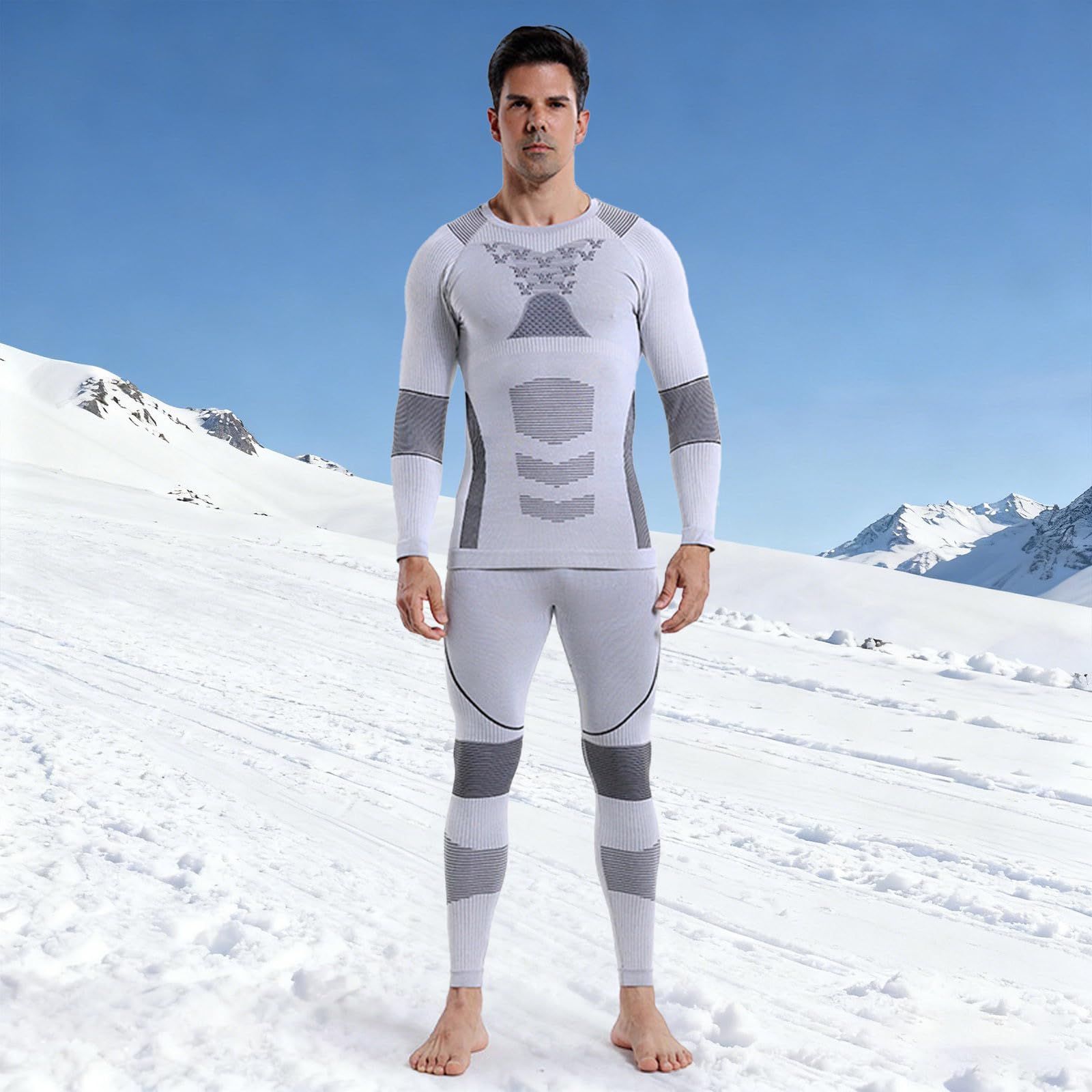 Juego de ropa interior térmica para hombre, que absorbe la humedad, ropa interior de esquí de manga larga, camiseta térmica y calzoncillos térmicos, traje térmico de secado rápido, ropa de
