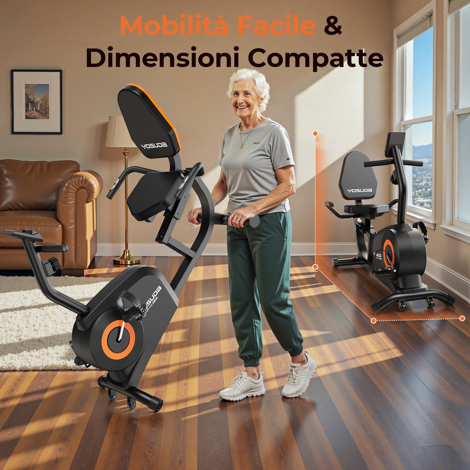 YOSUDA Cyclette da Seduta, 16 Livelli di Resistenza Magnetica, Silenziosa, Cyclette Reclinata per Casa, Sedile Regolabile, Montaggio Semplice, Display LCD e Sensori di Polso, 160kg, cyclette da casa