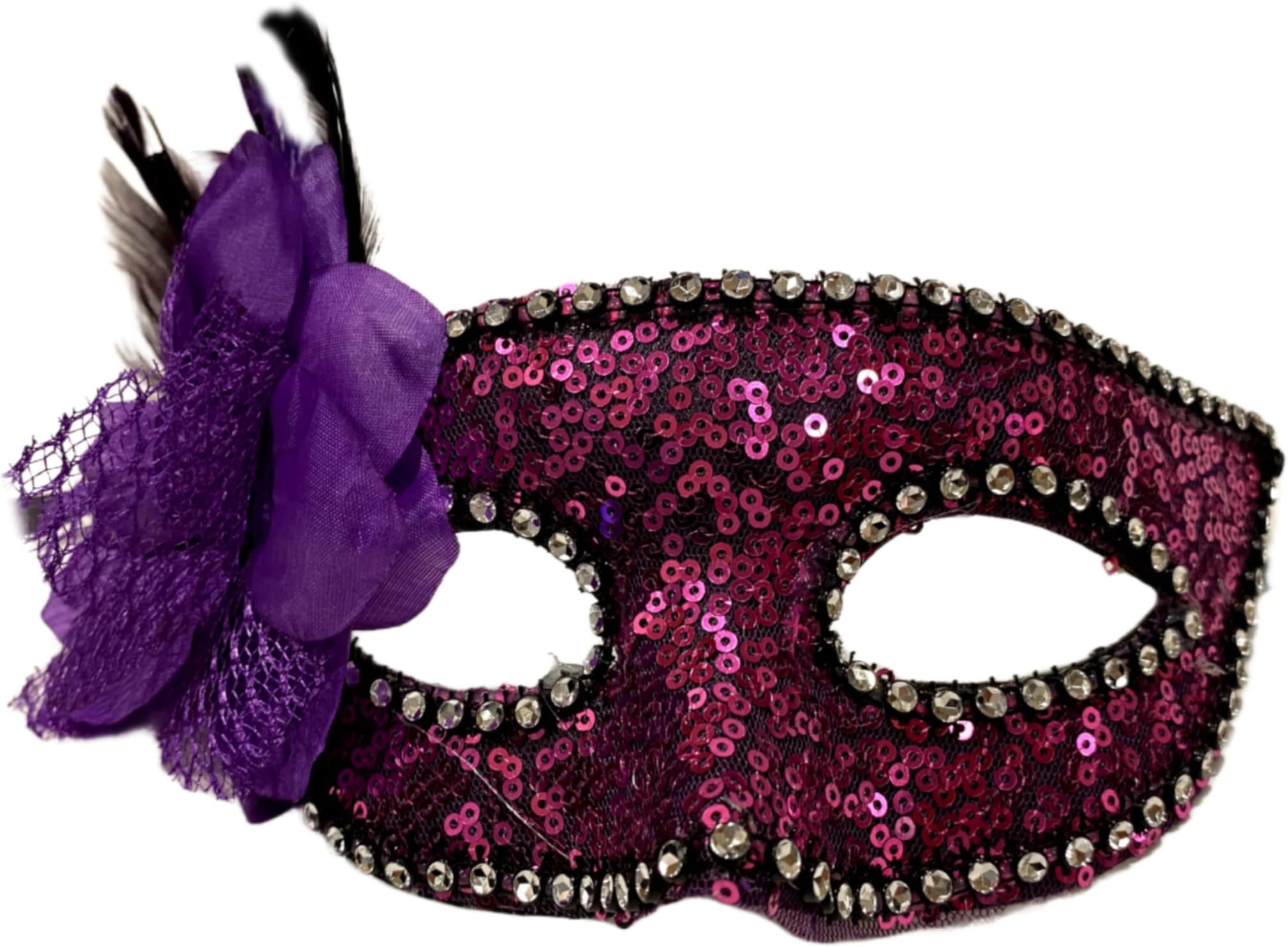 - Wanna Party Pink Sequin Masquerade Mask with flower for Women for Masquerade Party, Venetian party,Stage Performances,Eye Mask for Halloween, Birthday, Adult Party,50 shades of Grey party