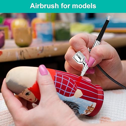 Miniatura 4 de Kit de Aerógrafo Gocheer con Compresor de Aire, 40 48 PSI de Alta Presión, Pincel de Aire sin Obstrucciones con Boquilla de 0.2/0.3/0.5mm/Juegos de