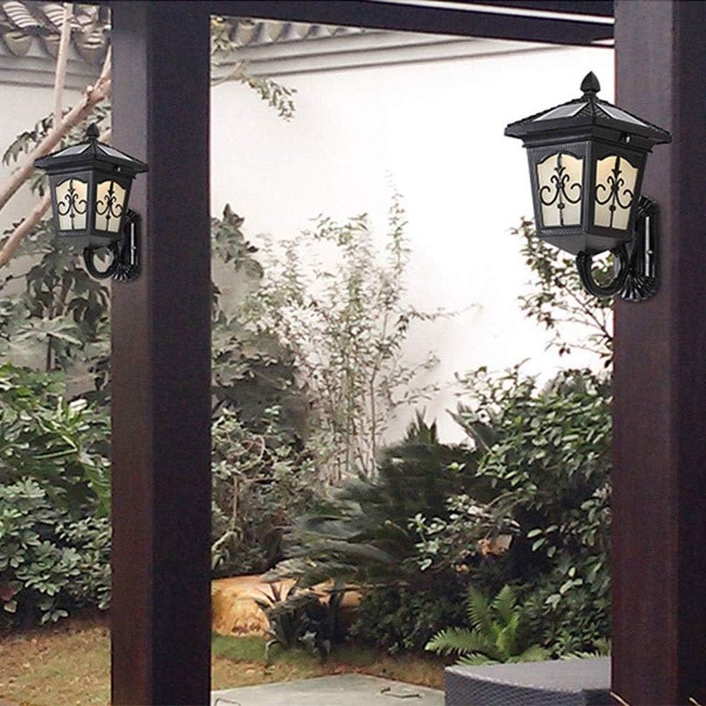 Retro Outdoor Solar Wall Lights - Garden Landscape Lights Villa Park Courtyard Corridor Exterior Wall Lights (Color : Black) (Brass) image 3