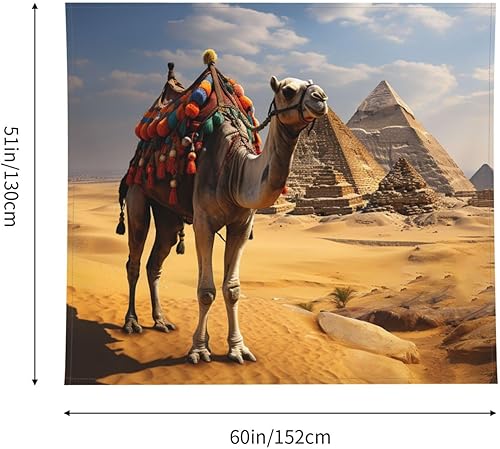 Miniatura 2 de NONHAI Tapiz piramidal de camello para dormitorio, tapices estéticos de 60 x 40 pulgadas, para colgar en la pared, diseño de ventana, tapiz de pared
