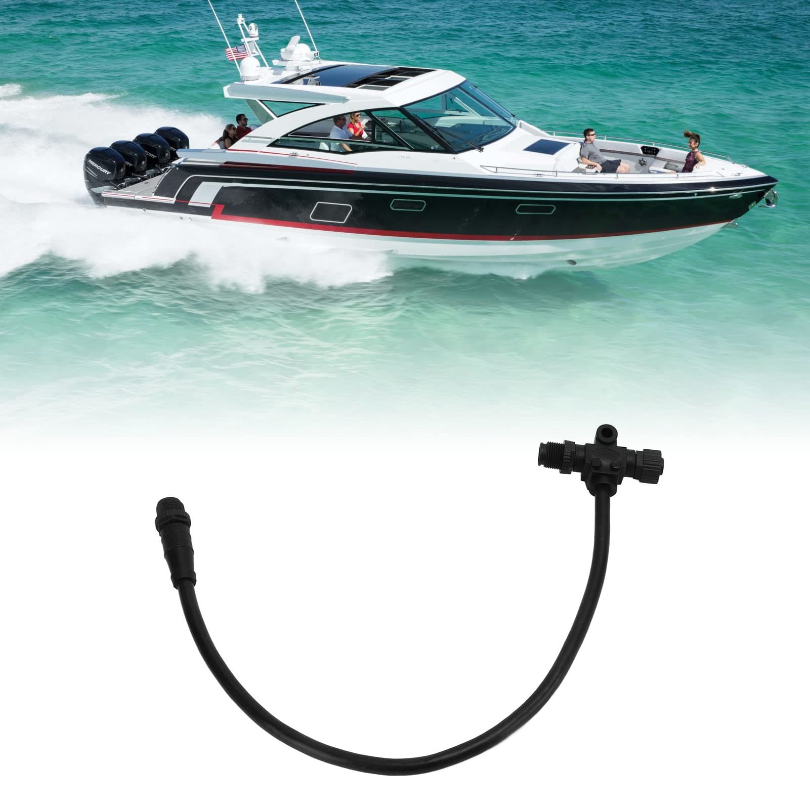 Cavo Backbone per Barca, Cavo di Derivazione Backbone Connettore T a 5 Pin a Connettore M12 IP67 Impermeabile per Reti NMEA 2000