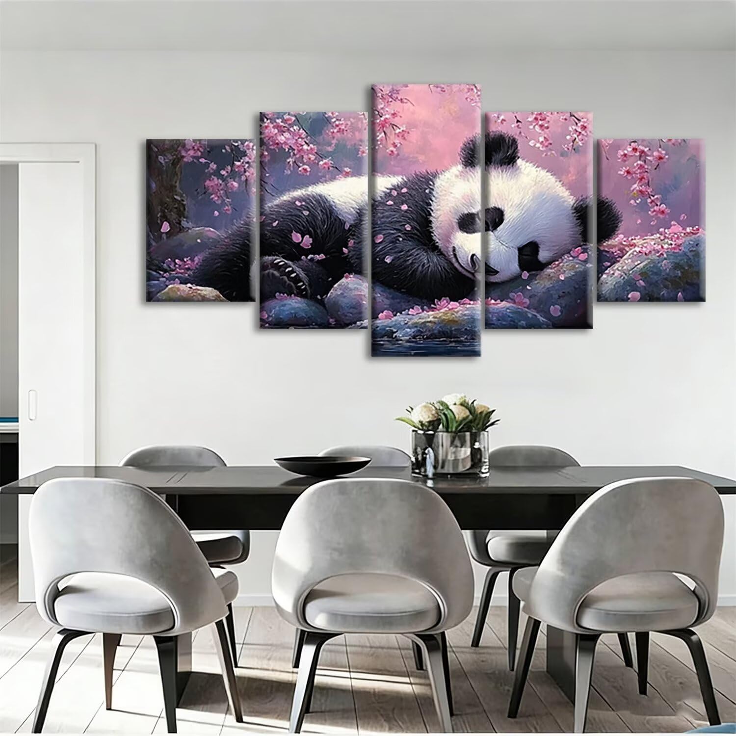 Multipanel 5 sztuk kwadratowe malowanie diamentowe Panda, 5D diamentowe malowanie zwierząt dorośli duży haft krzyżykowy, hobby DIY mozaika do dekoracji domu ściana 100 x 60 cm W5-628