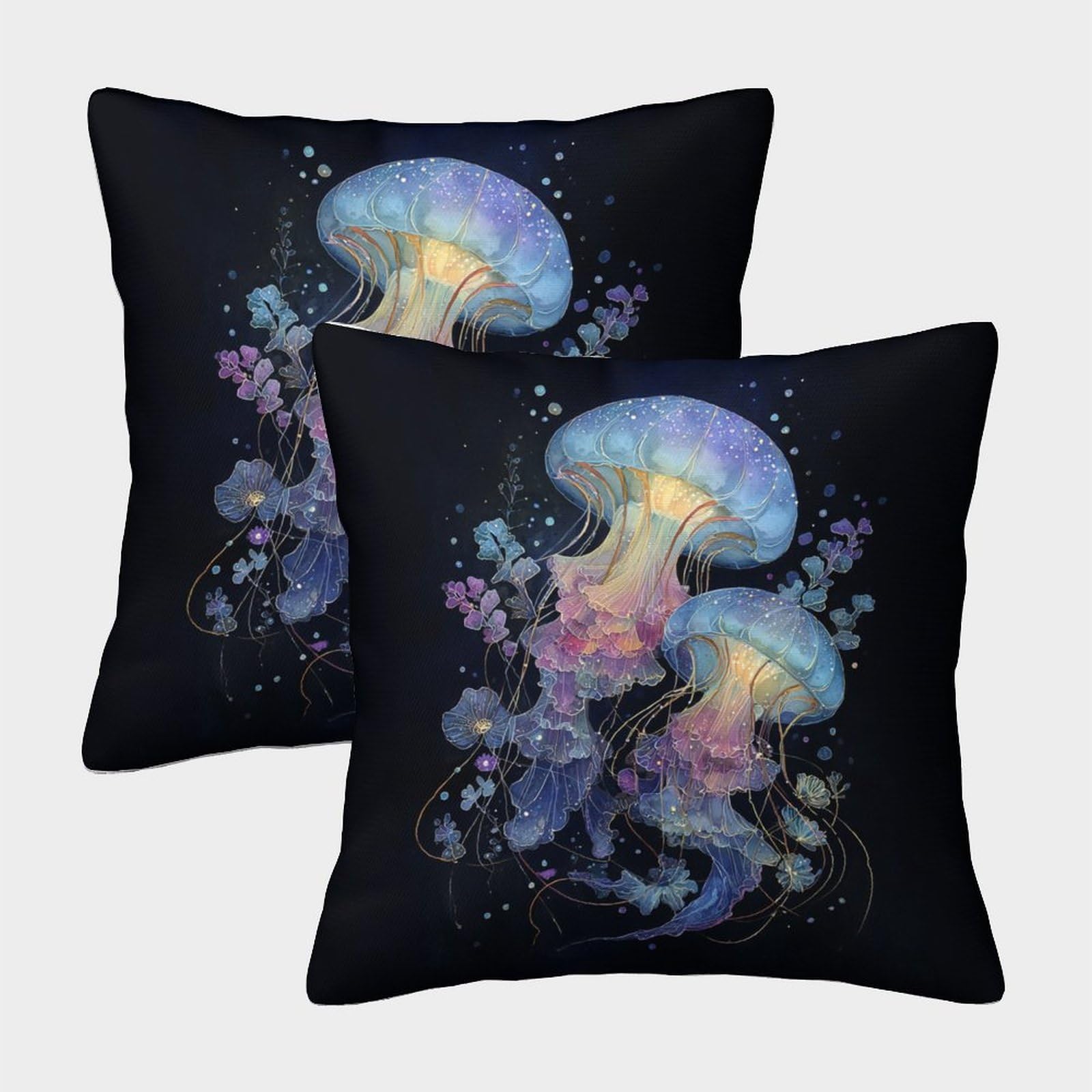 QFVANSIYO 3D Printed Jellyfish Microfiber Pillowcase Bedroom Bedding Decor Jellyfish Pillow Cover Breathable for Adults Teens 40x40cm