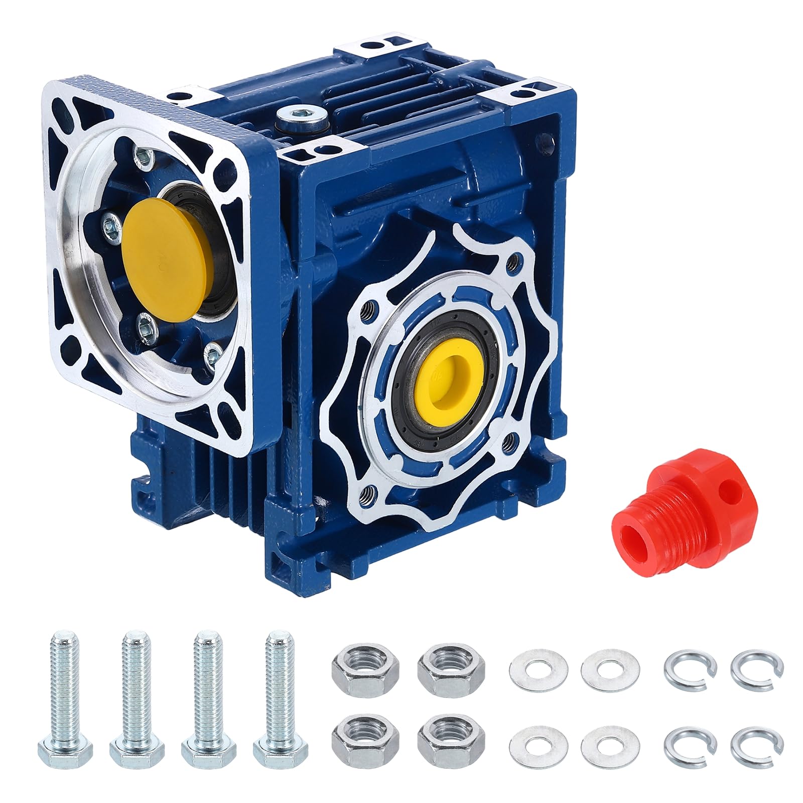 QUARKZMAN NMRV040 Riduttore A Verme Rapporto 40:1 Albero Di Uscita 18mm Riduttore Di Velocità Ad Alta Coppia Per Motore Servo Nema34/Motore Passo Passo Nema34 Blu