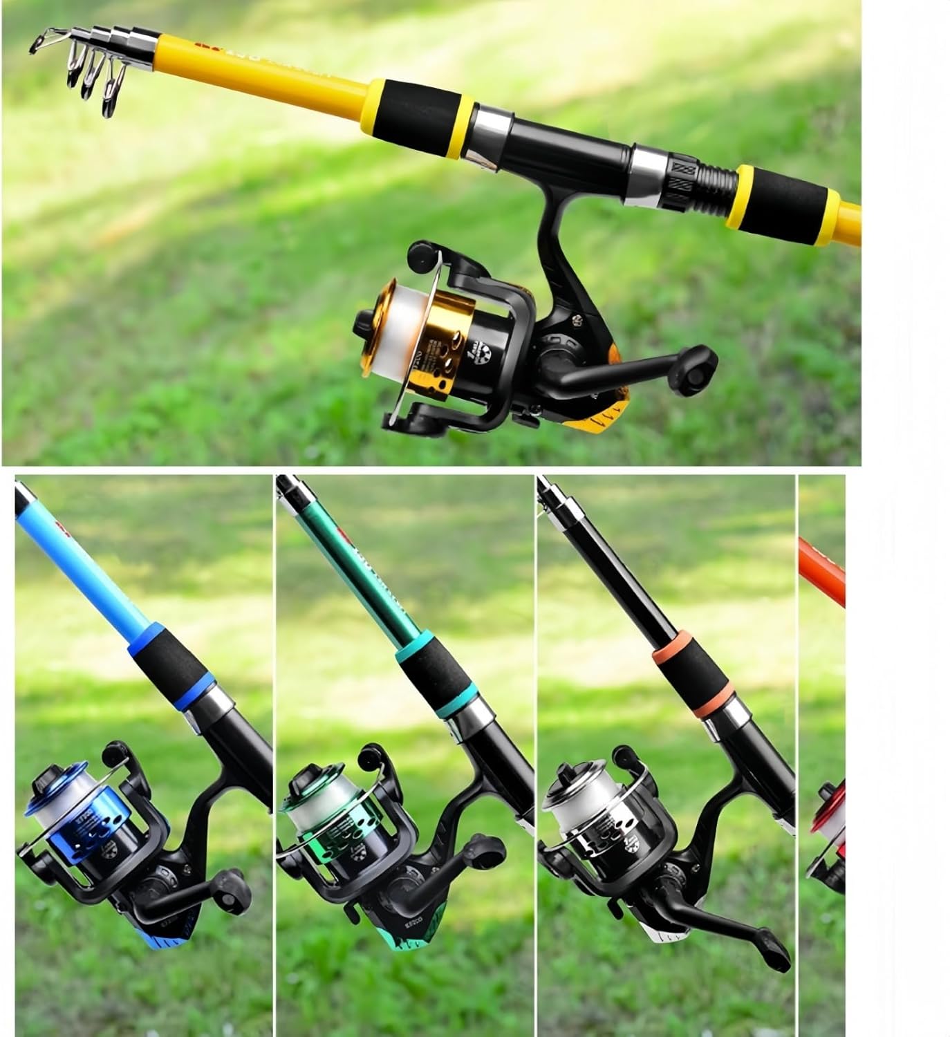 Ohget 釣り竿セット スピニングリールコンボ・カーボンロッド 軽量コンパクト 携帯用 収納バッグ付き 淡水/海水対応 子供・キッ