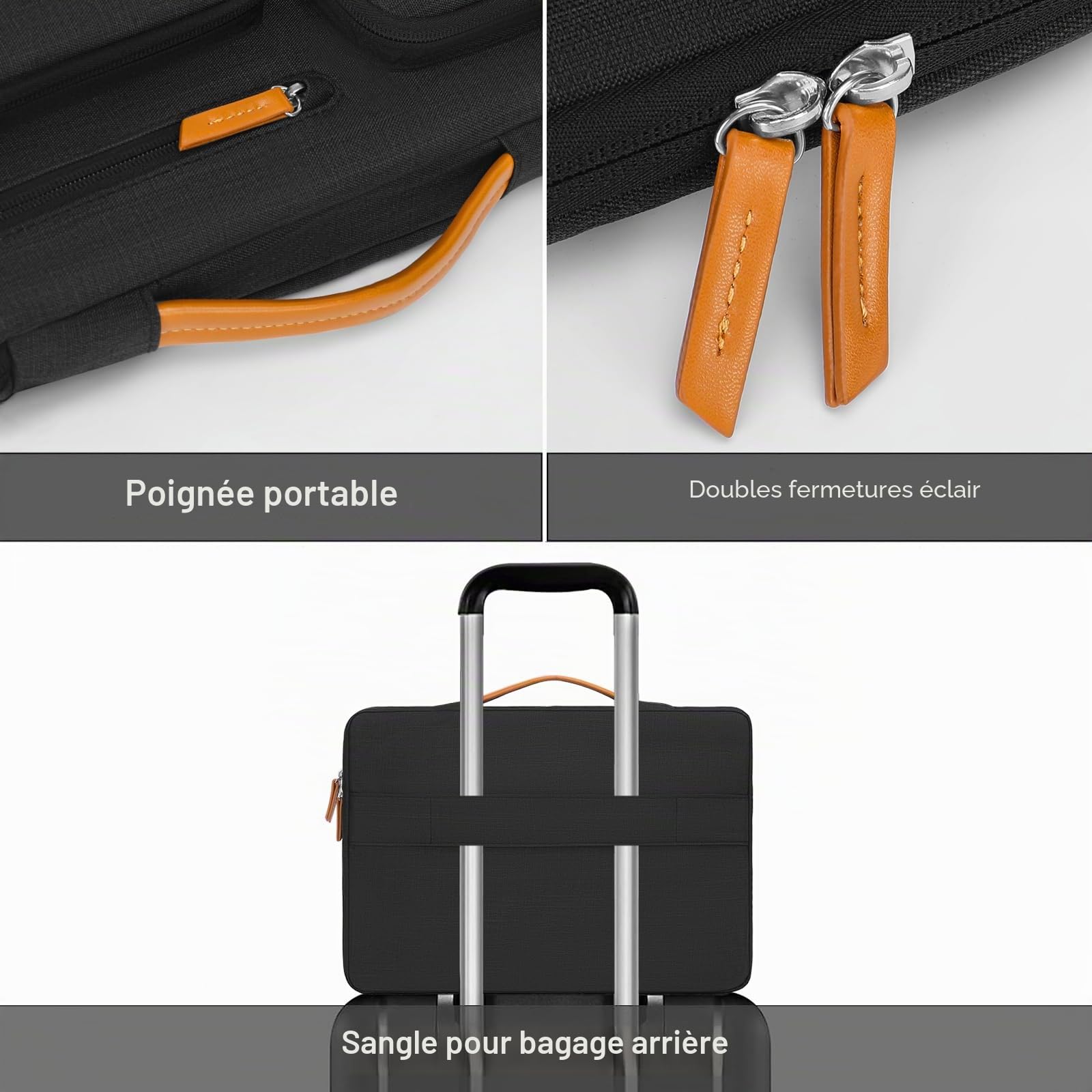 MOSISO Housse de Tablette pour iPad Pro 11 M4&iPad Air M2 2024,iPad Pro 11 M2 M1,iPad 9/8/7 10.2,iPad Air 5/4 10.9,Galaxy Tab 11,Sac Ouverture latérale avec 4 Poches zippées,Noir