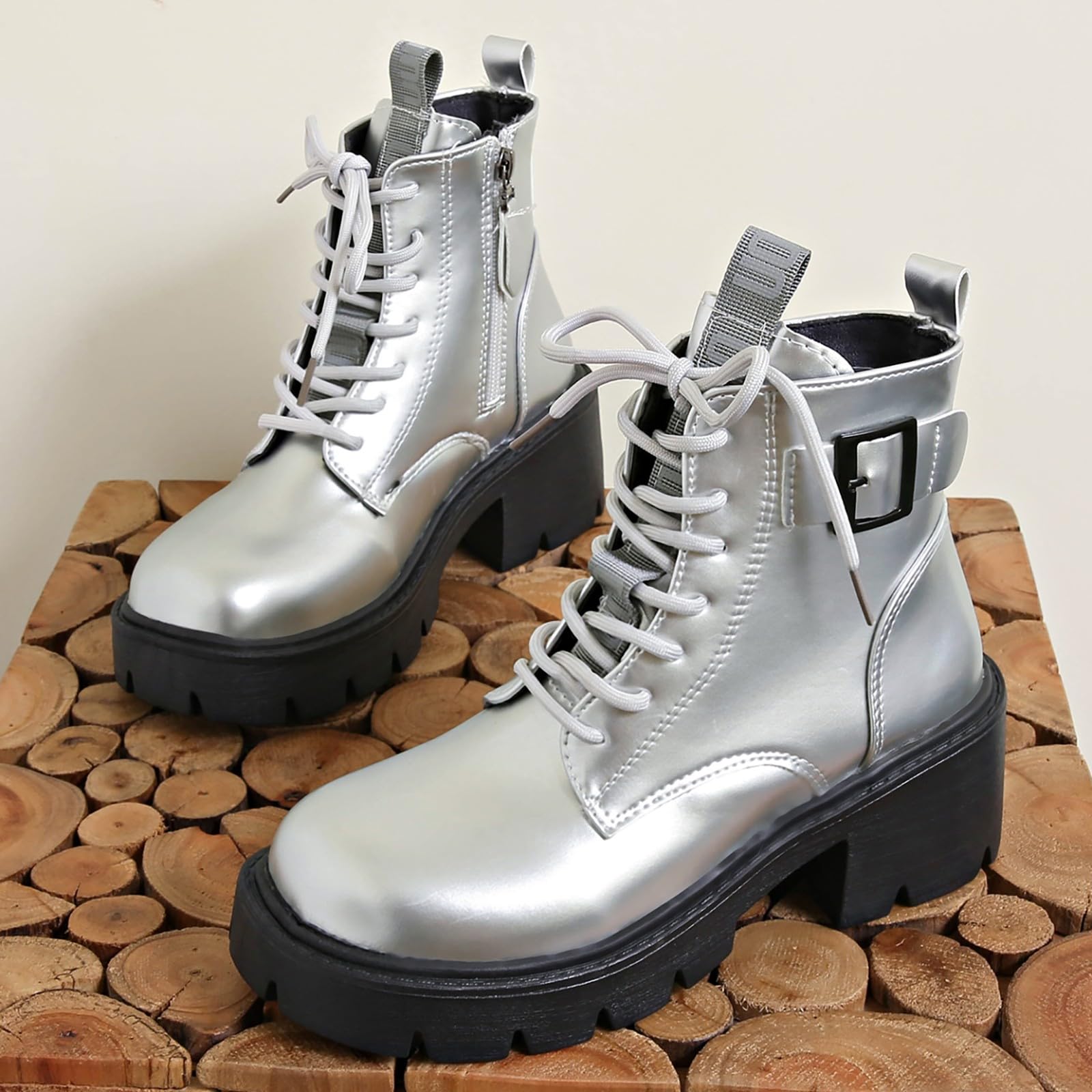 Genérico Botines Mujer Vestir con Cordones Plataforma Botas Punta Redonda Elegantes Zapatos Suaves Cómodas Caminar Bota Casuales Antideslizantes Botin para Otoño Invierno Trabajo Paseo y Uso Diario