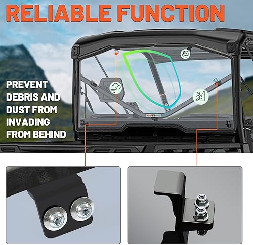 Miniatura 6 de Kojem Parabrisas trasero compatible con Can-Am Defender HD 5 HD 8 HD 10 MAX Smoke Back Wind Shelter 2016-2023 parabrisas panel trasero (ver lista de