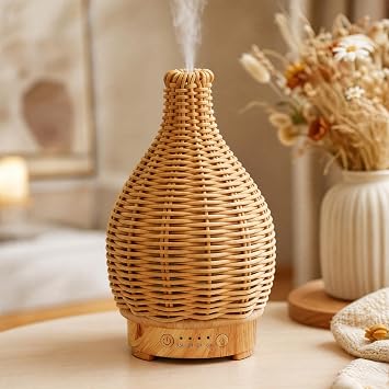 Essential Oil Diffuser Diffuser -Aromatherapy Diffuser for Essential Oils with Timer and 7 Colors LED Light Ultrasonic Diffuser with Auto Shut-Off, Home Office Decor&GiftHandwoven