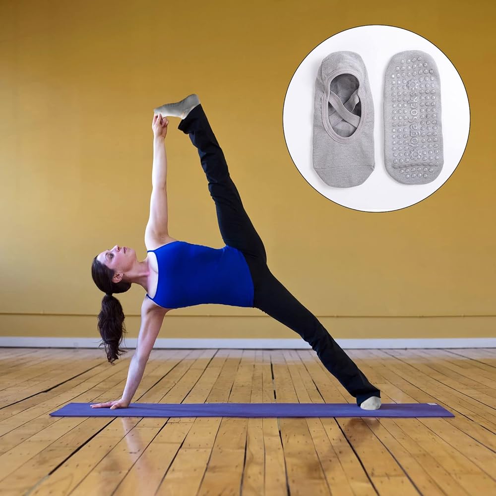 Calzini Yoga Antiscivolo Donna 4 Paia Calzini Yoga Donna Antiscivolo - Cotone Traspirante, Per Pilates, Palestra, Danza, Taglia Unica Calze Antiscivolo Estive