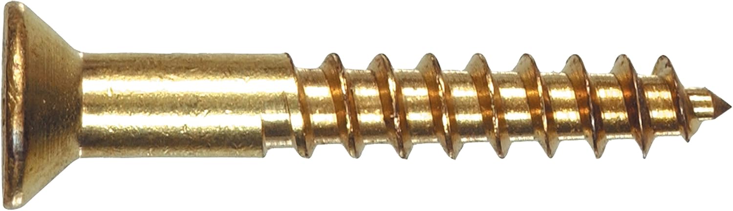 #4 x 1/2 Brass Wood Screws, Flat Countersunk Head, Phillips Drive - (Pack of 100) Solid Brass Plain Finish, Screw Size: #4, Length: 1/2 inches