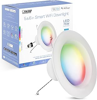 Feit Electric Smart 6 Inch Recessed Light, Works with Alexa or Google Assistant, 75W Equiv, 2.4GHz WiFi Color Changing and Tunable White, Dimmable, No Hub Needed, RGBW WiFi Downlight, LEDR6/RGBW/AG