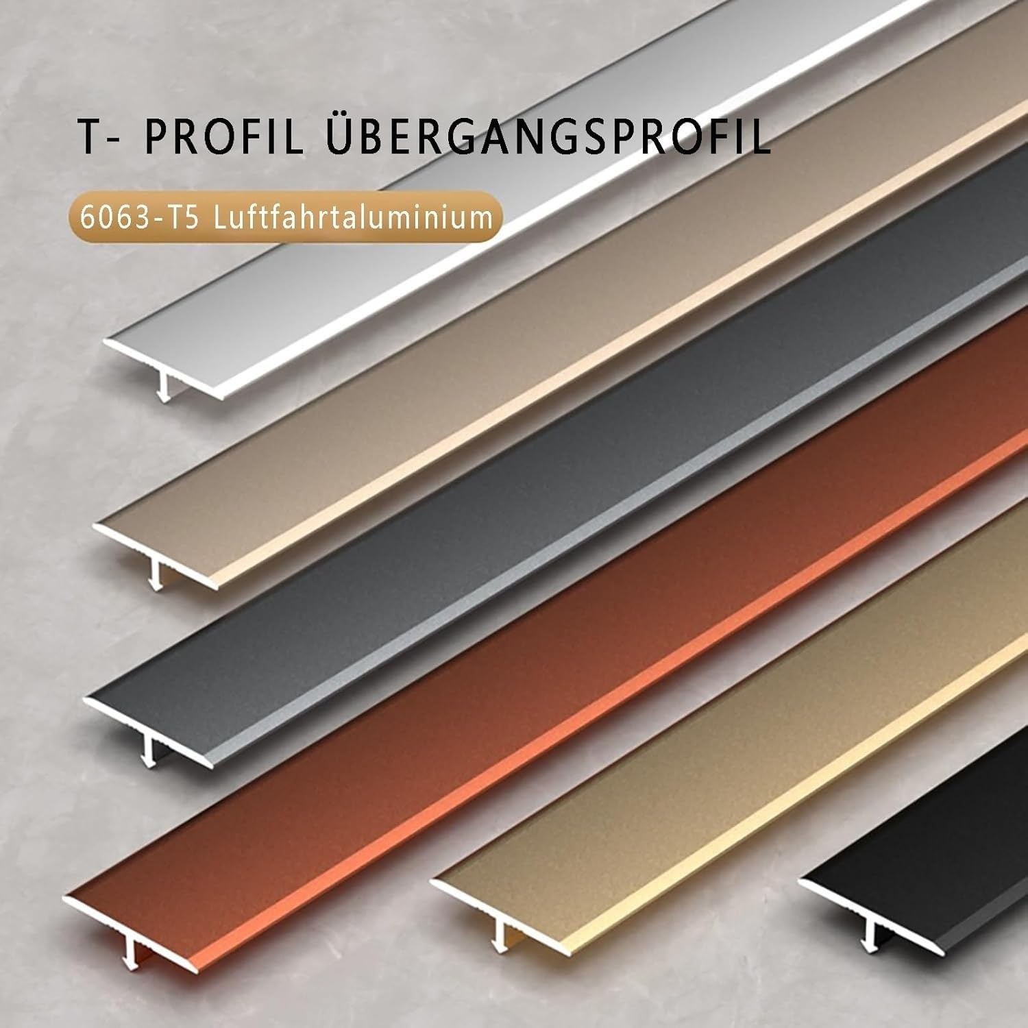 Profil aluminiowy TTransition 2 x 135 cm do laminatu winylu i płytek Trwała odporna na zarysowania osłona progowa i wykończenie krawędzi do użytku wewnątrz (czarna szerokość: 3 m)