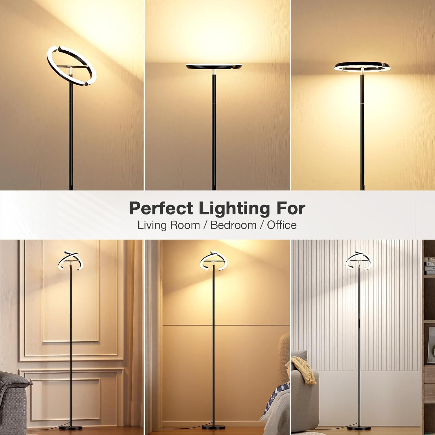Floor Lamps for Living Room, 40W/2400LM Rotatable LED Floor Lamp with Touch & Remote Control, 70" Tall Standing Lamp Stepless Dimmable, Modern Torchiere Corner Lamp for Bedroom, Office - Image 5