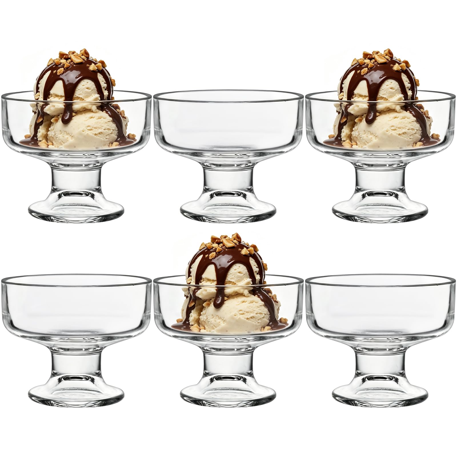 Wieat Dessert Cups, Glass Prawn Cocktail Glasses, Sundae Ice Cream Bowls Set of 6, Wide Bowl Dessert Cups, Appetiser Fruit Salads Glasses