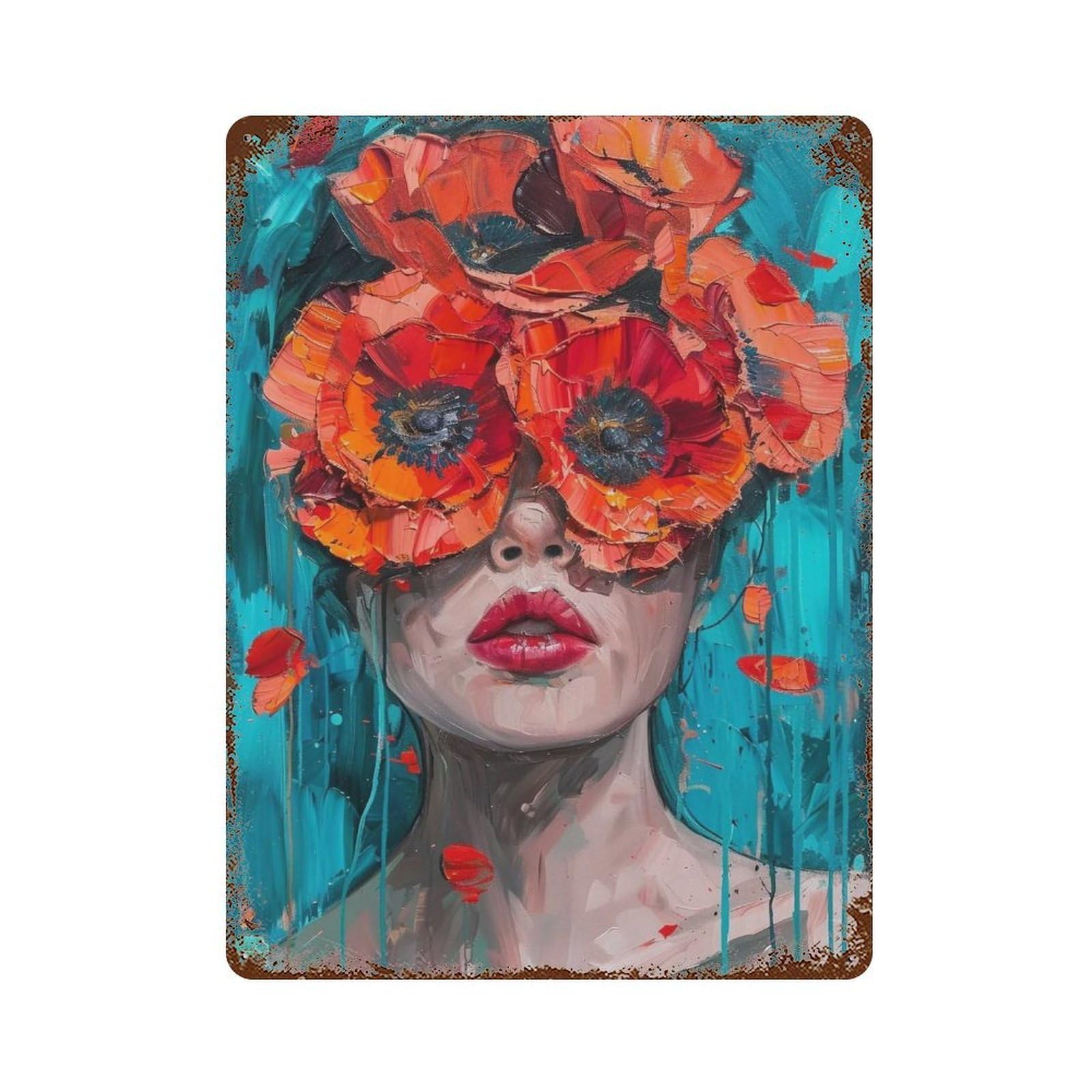 HDURYEYRYY Poppy Veiled 03 Wall Retro Iron Vintage Art Metal Tin Sign Poster Modern Home Cofffee Club Art Bar Shop Decor Style 40x30cm