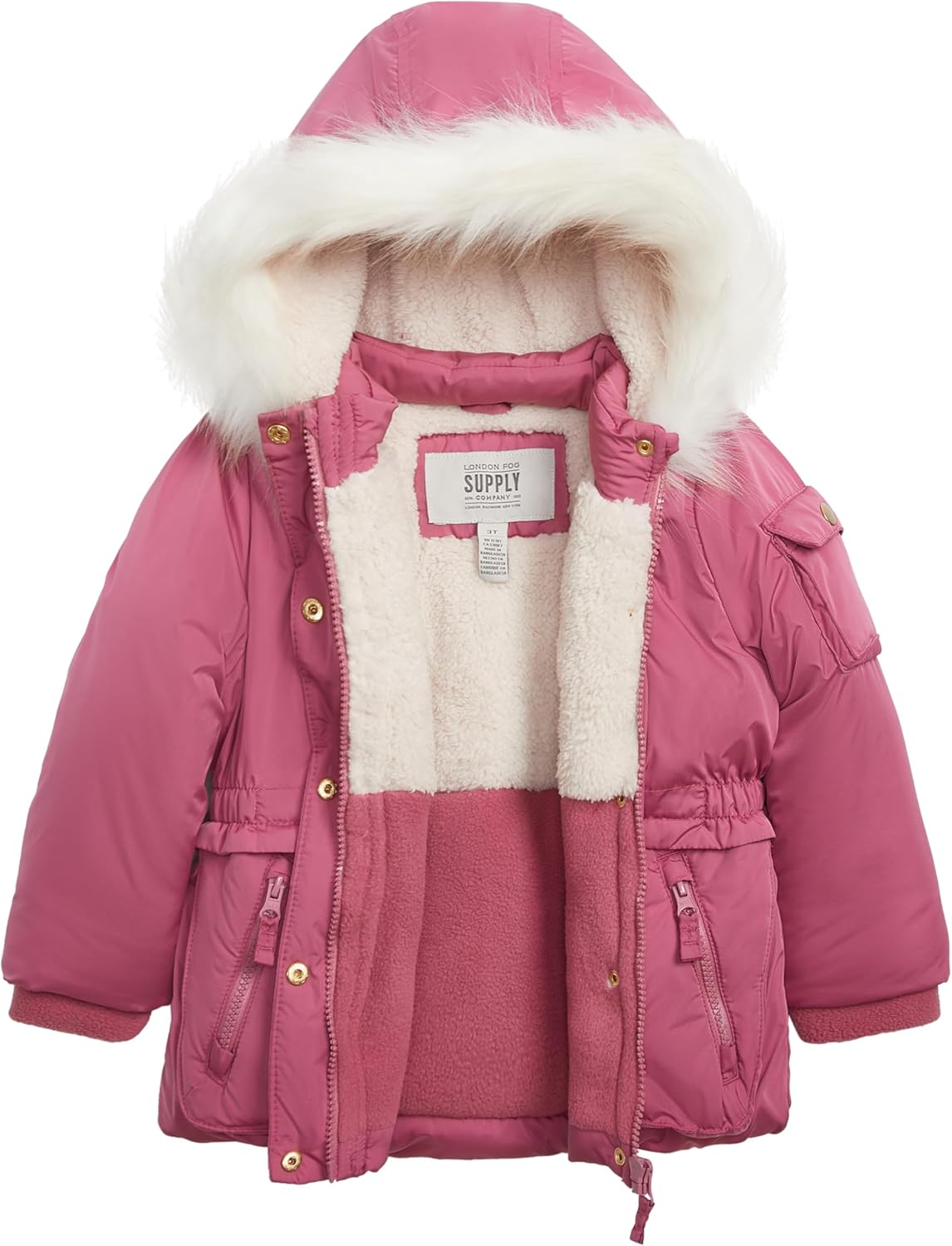 LONDON FOG girls Heavyweight Utility Parka With Cozy Trim Hood - Image 2