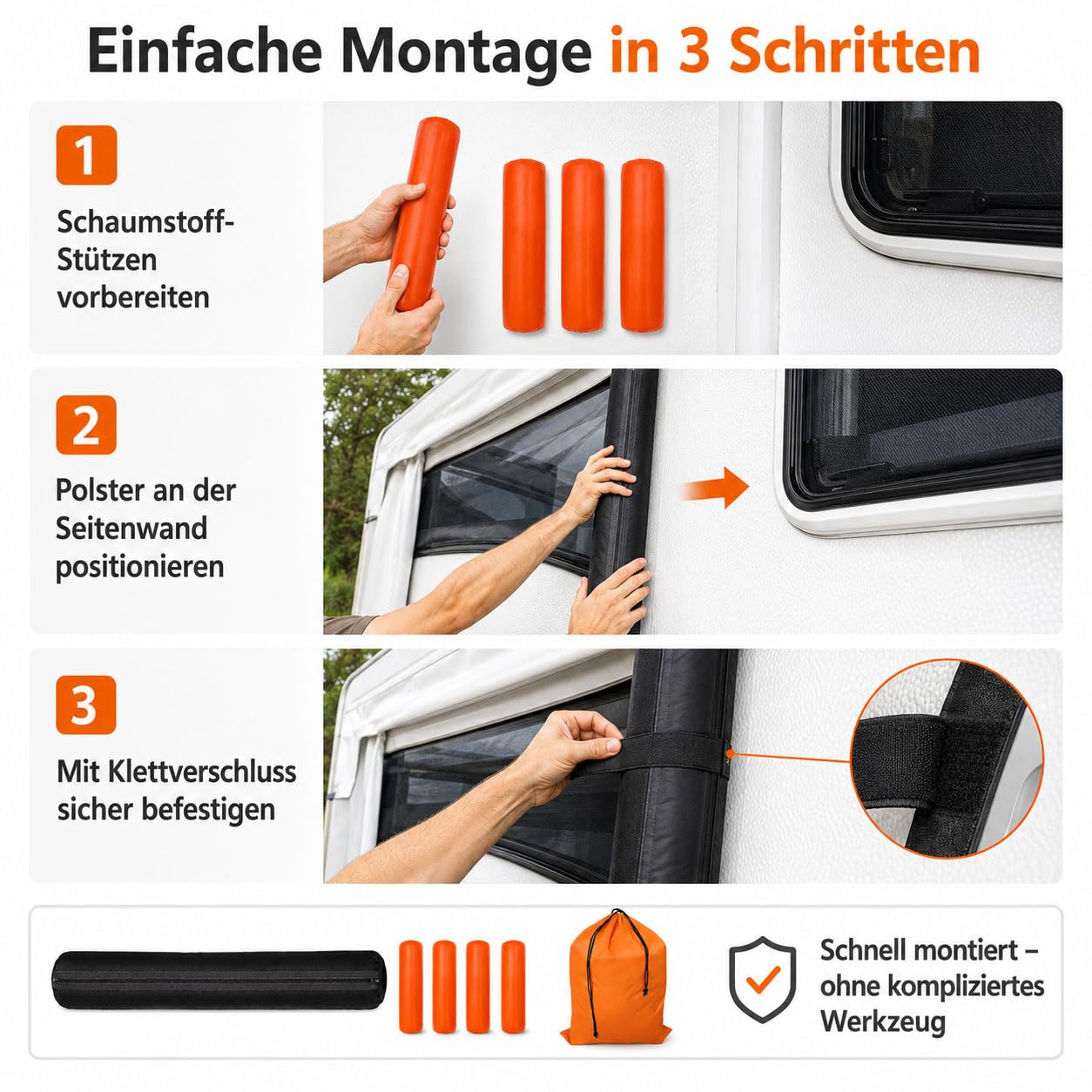 Wohnwagen Vorzelt Zubehör Luftpolster Aufblasbar 240 cm Schwarz,Andruckstange Vorzelt Polster mit Transparentem Innenschlauch, für Aufblasbares Zelt Camping Wohnmobil Vorzelt,2 Set