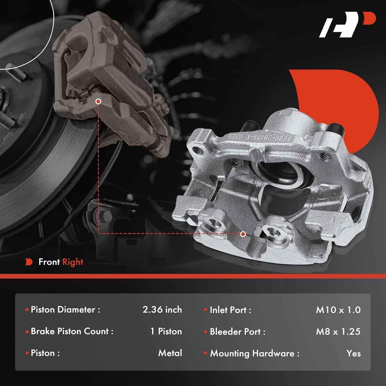 A-Premium Front Right Passenger Disc Brake Caliper with Bracket | Compatible with Ford and Lincoln Models - Police Responder Hybrid 2019-2020, Fusion 2013-2020