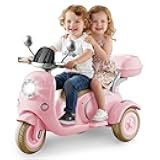 HEIMILI Kids Electric Motorcycle,Electric Scooter for 3 Year Old, Girls Toy, 3-Wheel 12V Ride On Scooter for Kids with Storage Compartments, Motorcycle for Girls (Pink)