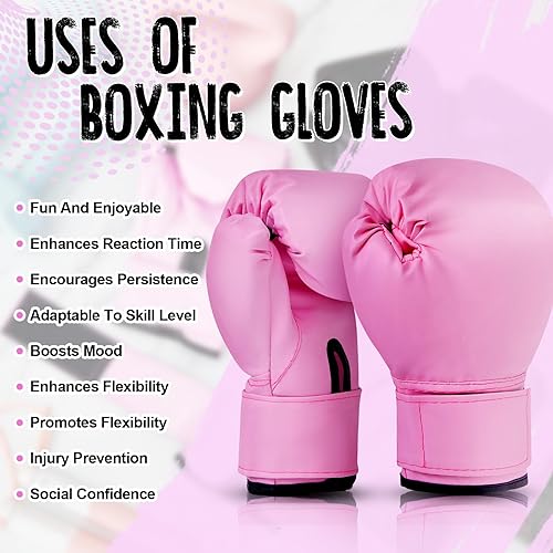 Miniatura 4 de 2 pares de guantes de boxeo para niños, 6 onzas, guantes pesados para saco de boxeo, kickboxing, Muay Thai MMA para entrenamiento de combate seguro,