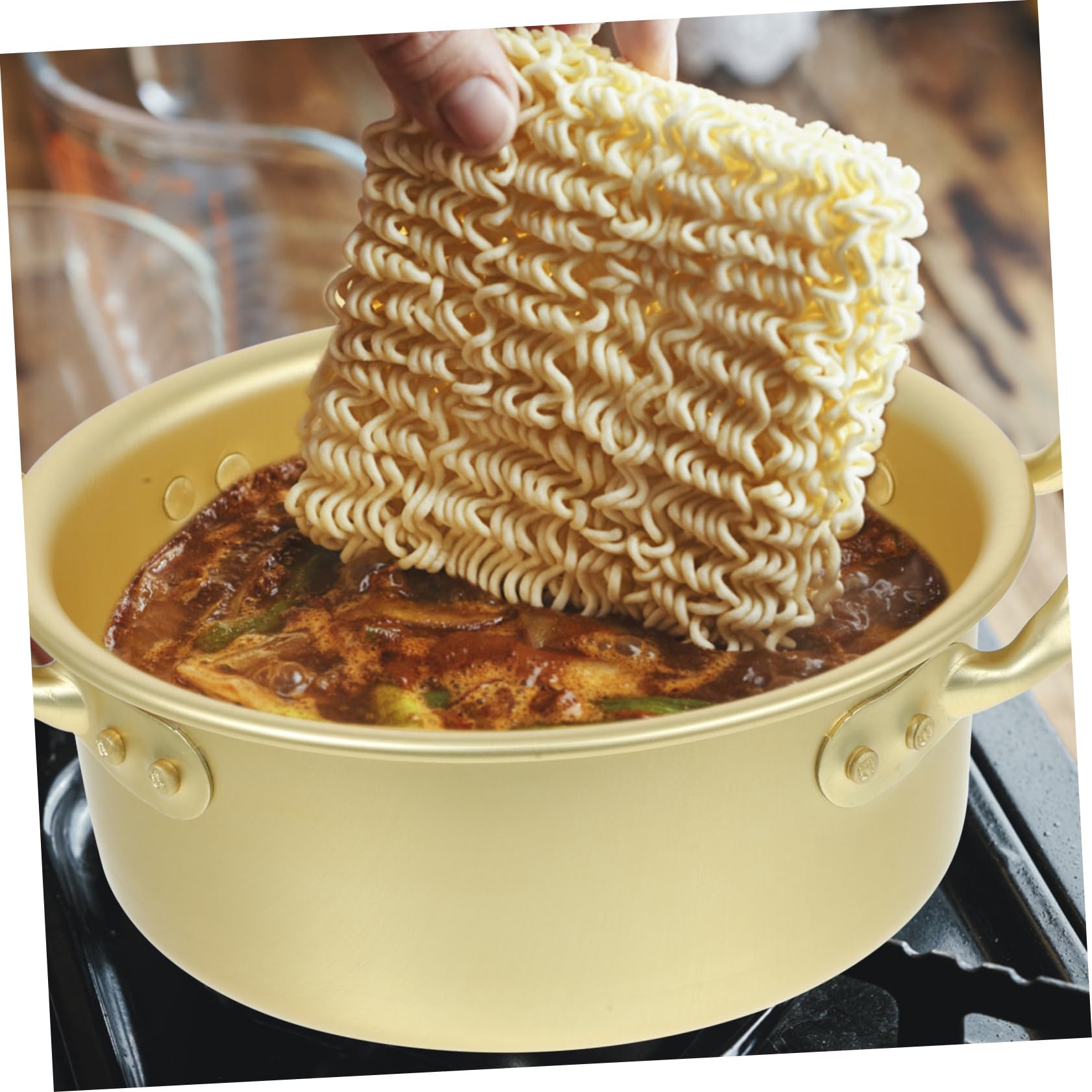 Ciieeo Korean Ramen Cooking Pot Korean Style Noodle Pot Aluminum Material Heat Resistant Multi-purpose