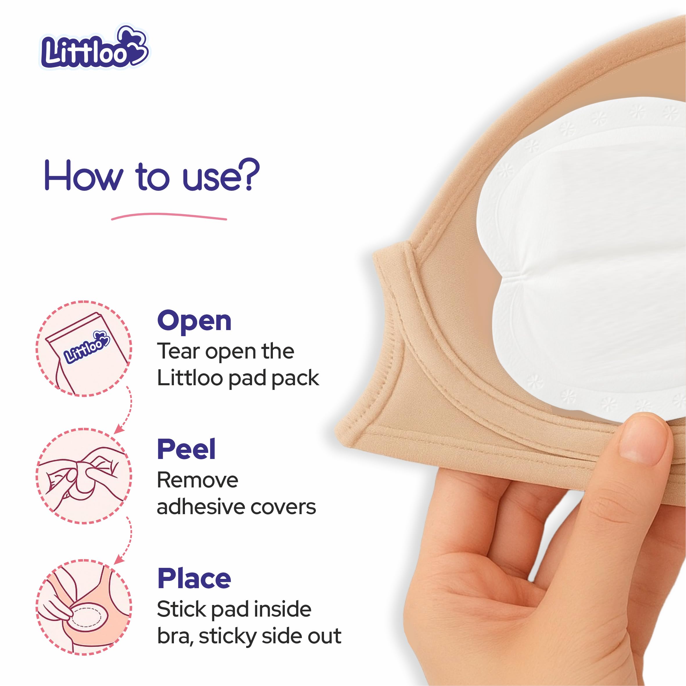 Littloo Ultra Thin Disposable Nursing Breast Pads - 12 Count (Pack of 3) | Super Absorbent, Individually Wrapped, Leak-Proof & Soft | Lightweight, Waterproof & Breathable 2