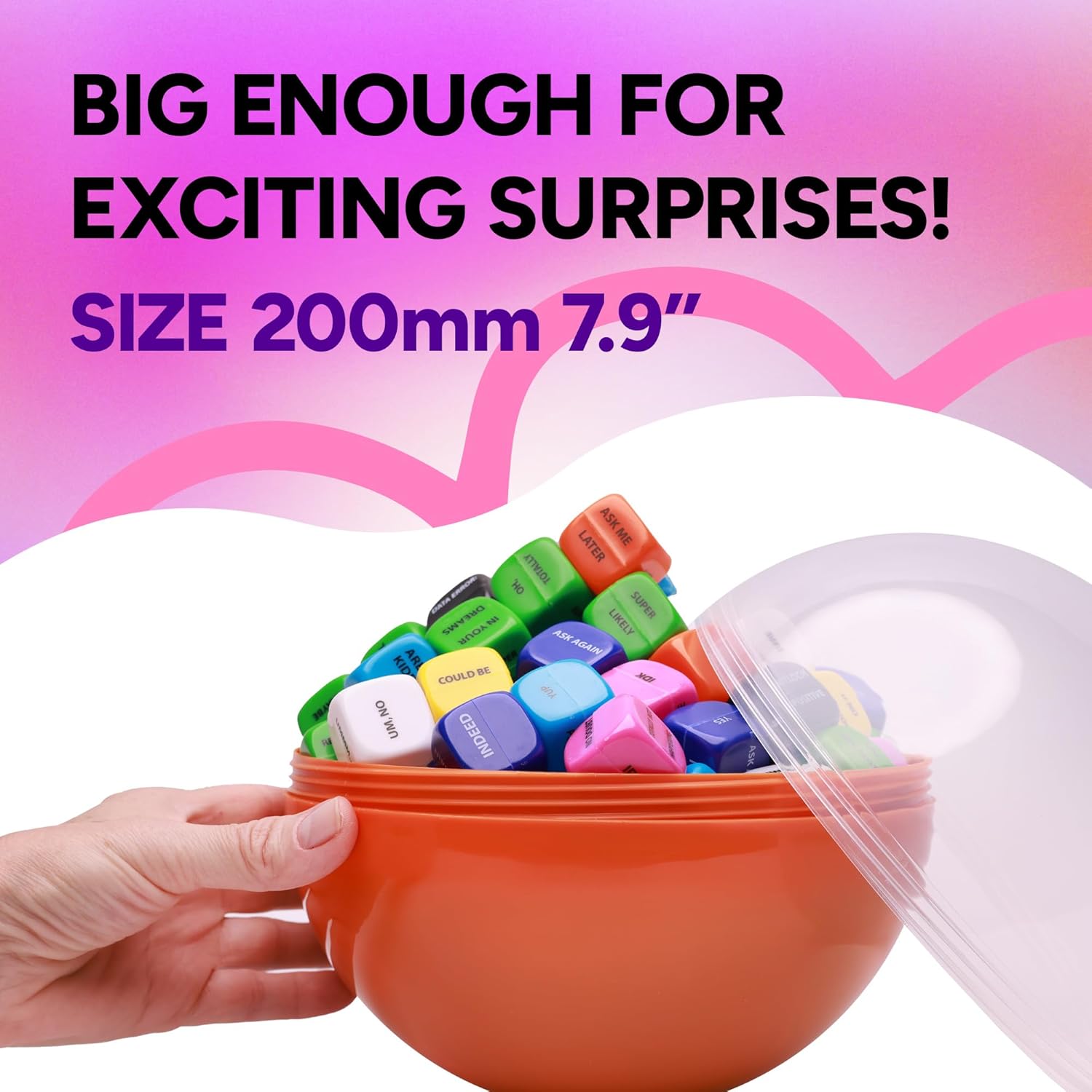 Big Claw Machine Capsules Translucent Orange Plastic Sphere Party Favor Containers Round 5 pcs 7.9 inch Jumbo Plastic Christmas Ornaments Extra Large Gift Box Craft Party Supplies Vending Capsules