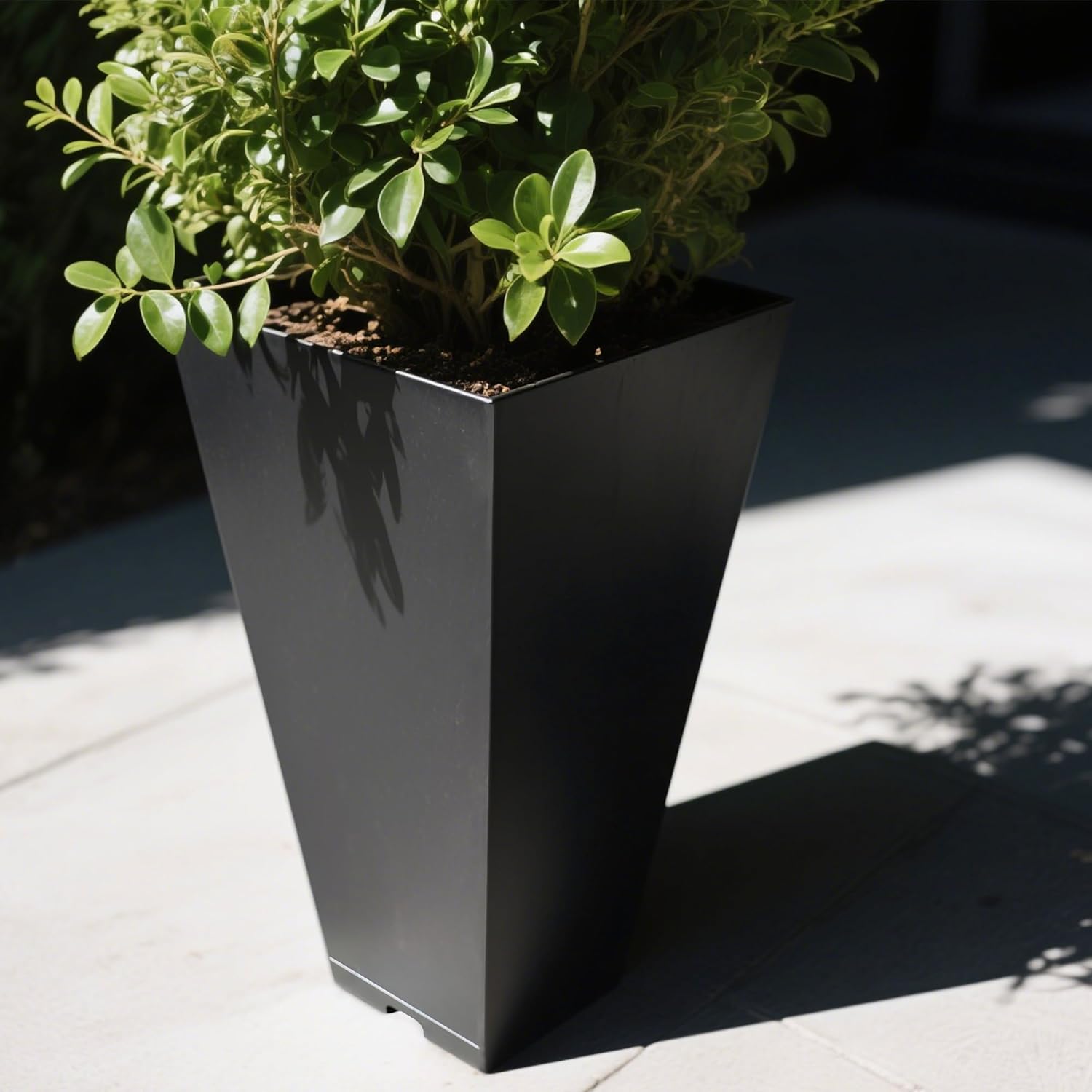 2-Pack Tall Galvanized Steel Planter Boxes with Quick-Clear Drains & Tray– Decorative 28" H Taper Planter for Indoors & Outdoors, Sturdy Metal Flower Pots for Birthday Festival & Decor