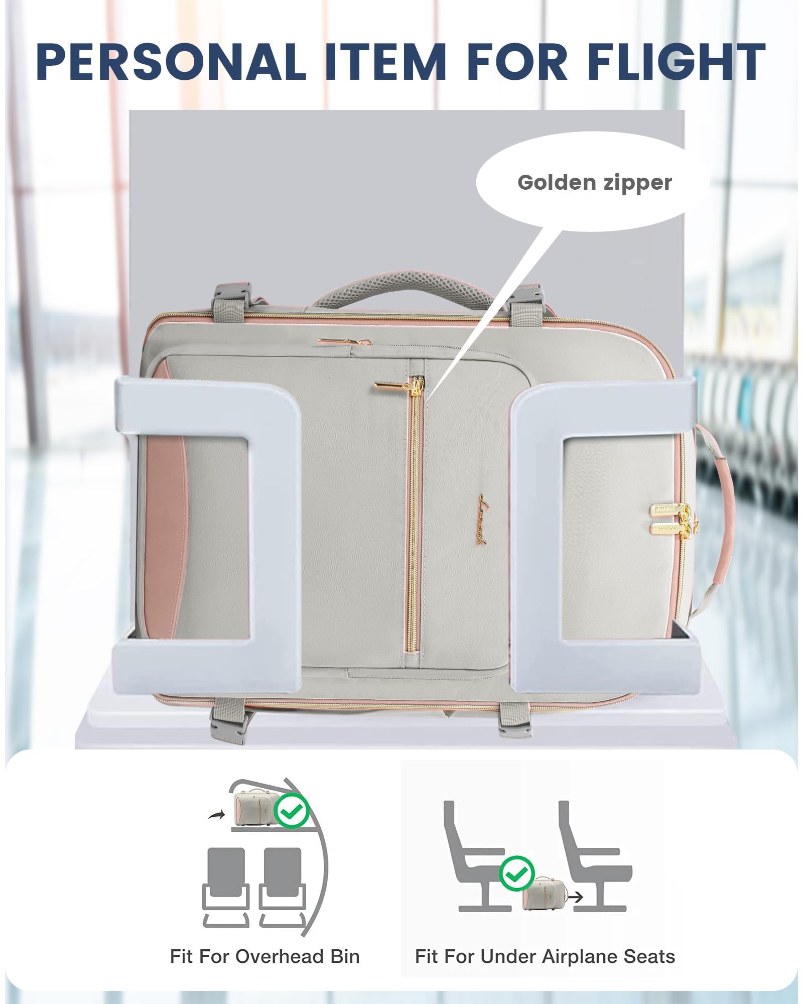 LOVEVOOK Zaino da Viaggio Aereo Bagaglio a Mano, Impermeabile Zaini Trolley Bagaglio Donna 40L Cabin Max per Ryanair Easyjet, Grande Zaino Porta PC 17 Pollici Valigia Borsa a Zainetto