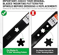 Vista 2 de 422719 134149 Cuchillas de mulching con patrón de montaje de 5 estrellas para Craftsman LT1000 LT2000 42 pulgadas Tractor de cortacésped de montar