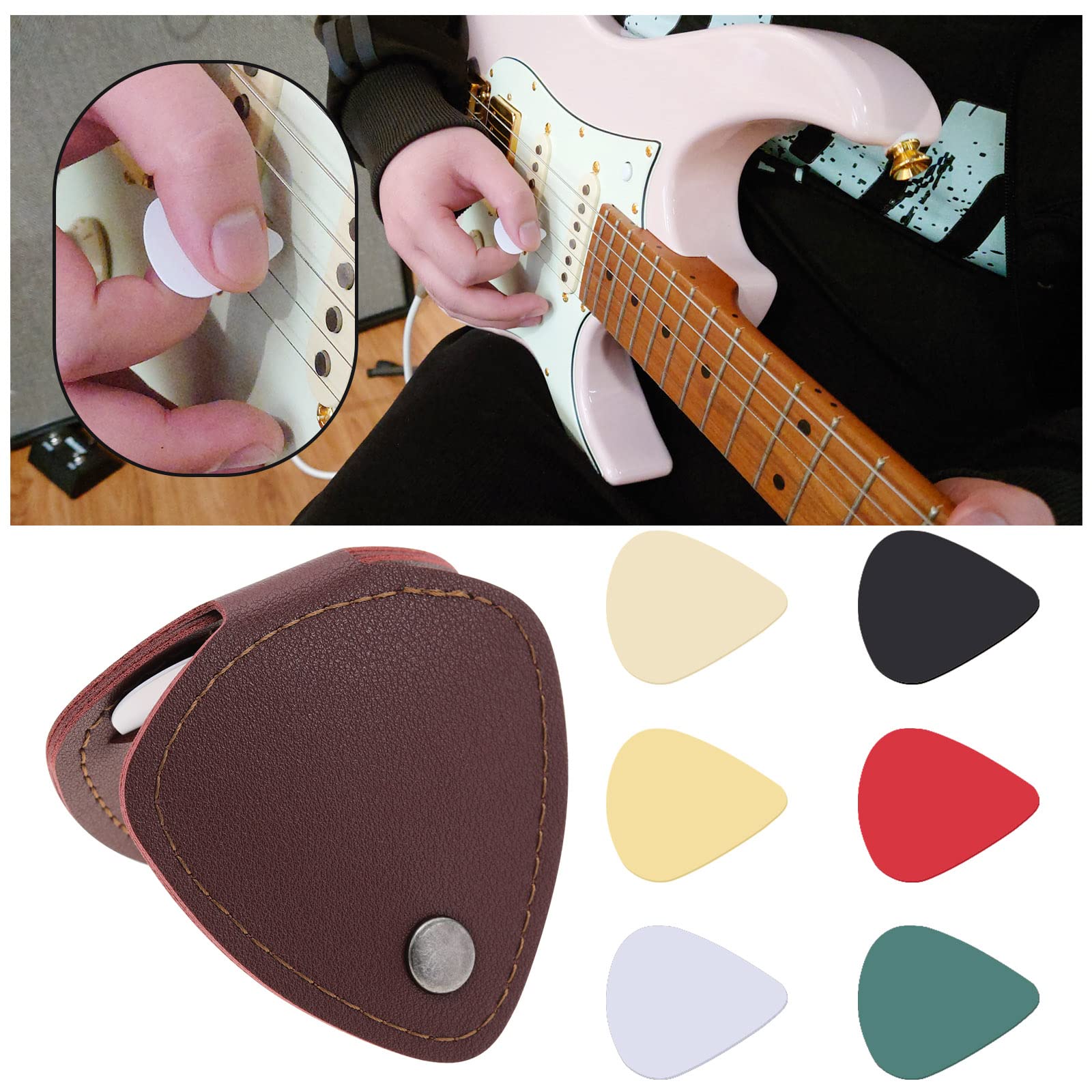Lot De 6 Médiators De Guitare + Étui Porte-Médiators – Épaisseurs 0.46mm, 0.71mm, 0.96mm – Pour Guitare, Basse, Ukulélé – Cadeau Musicien - 3