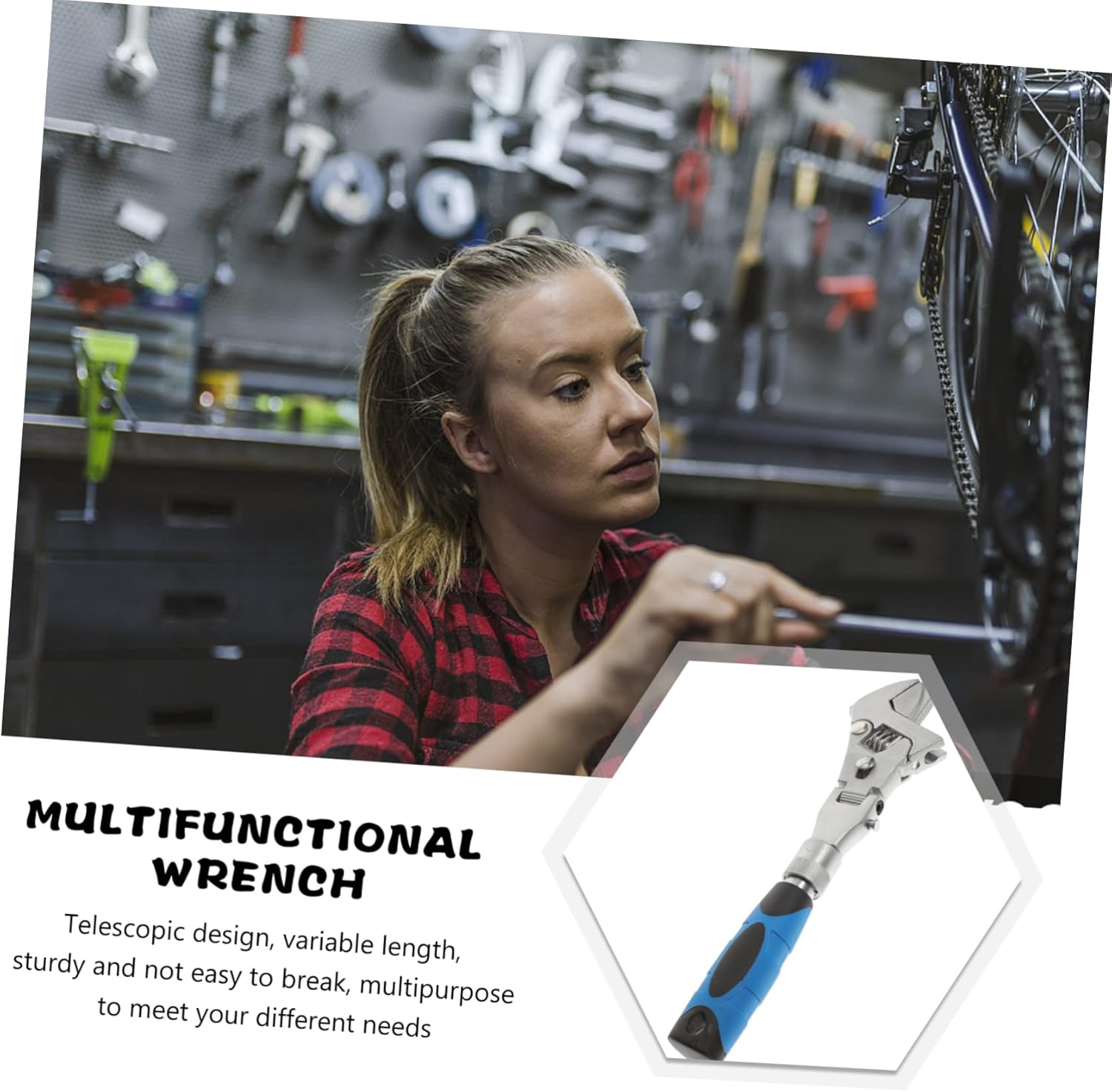 Uonlytech Multi Function Ratchet Spanner with Swivel Handle Telescopic Long Handle Ratchet Wrench for Household Repair Durable Adjustable Socket Wrench Tool