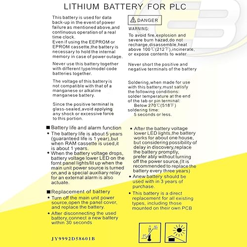 Miniatura 8 de Exell Battery La batería de respaldo de computadora PLC de litio de 3V reemplaza a Allen Bradley 1756-BA2, 1756-L61 (Serie B), 5564 (Serie B), 5561
