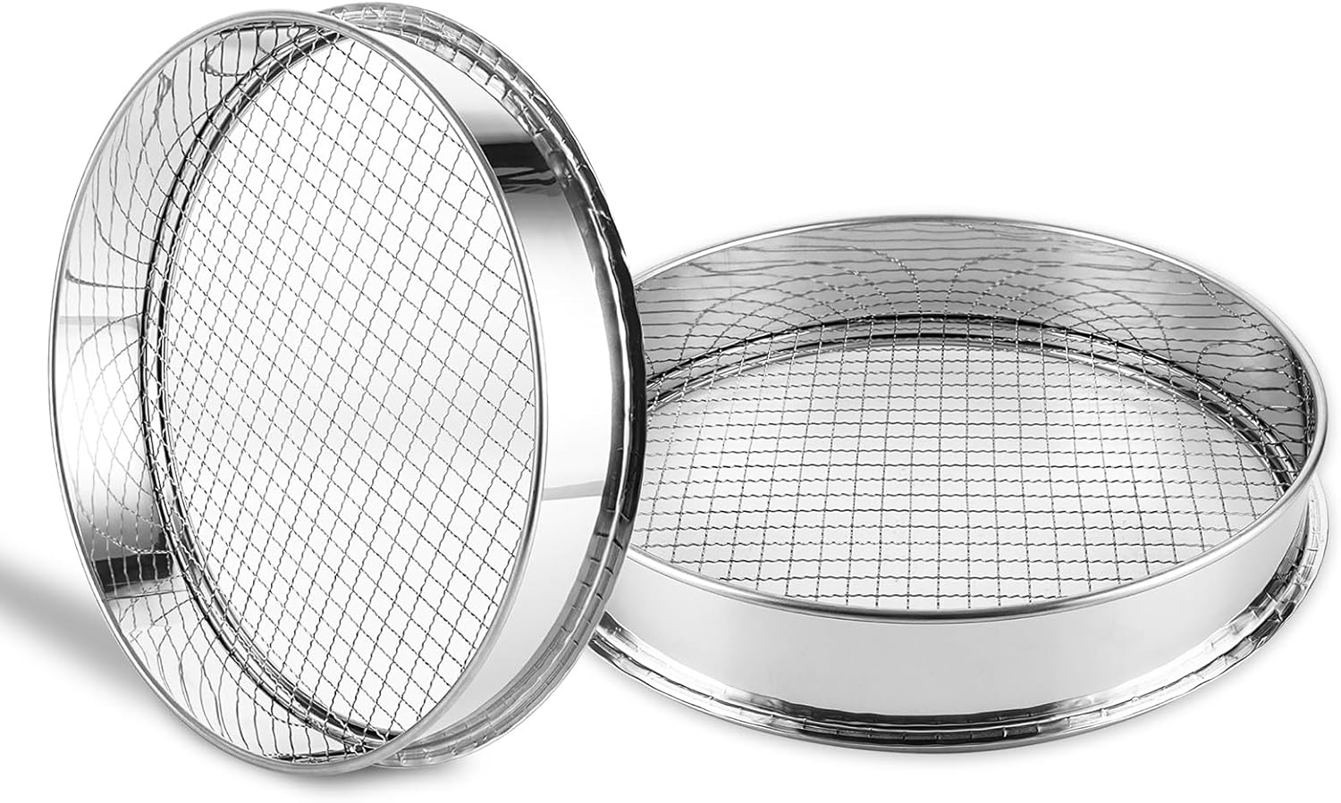 WOPPLXY 2 Pcs Soil Sifter Compost Sifter Screen, 12 Inch Stainless Steel Soil Sieve