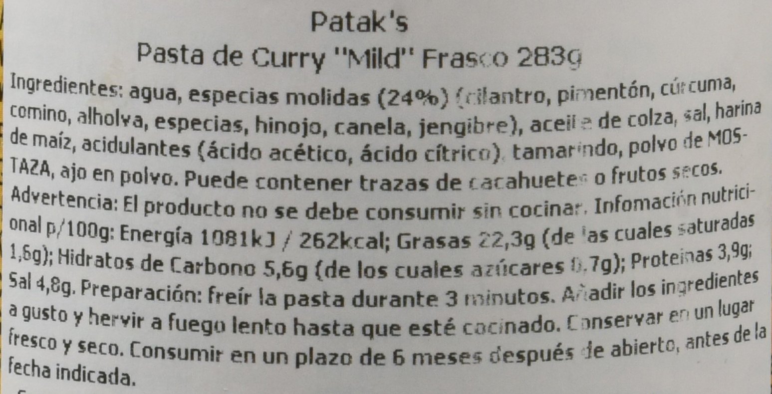 Patak'S Pasta de Curry meio picante 280 g