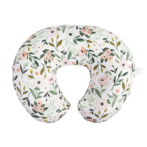 Boppy Almohada y posicionador de lactancia original flores rosas de jardín lactancia biberón apoyo para bebés con funda extraíble de mezcla de Azul