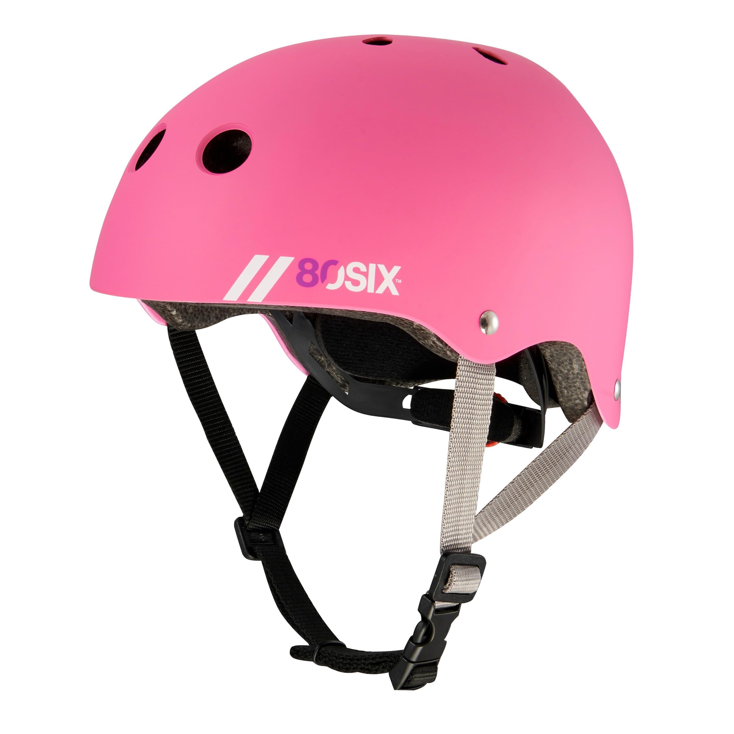 80SIX Multi-Sport Skateboard Helmet for Kids Teens&Adults-Certified Hardshell Protective Scooter&Bike Helmet with Fit Dial for Bike, Skateboard, BMX&Inline Skate,Pink Matte,JR/XS