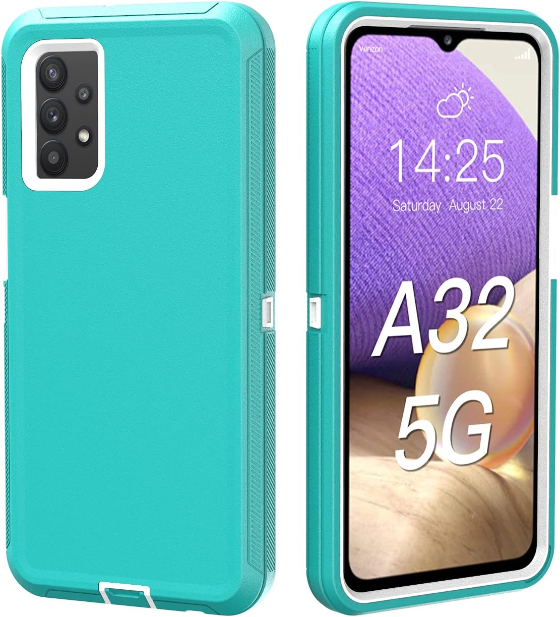 Galaxy A32 5G case,Samsung A32 5G case A32 5G Heavy Duty case [Not Fit 4G],[ with Clip],[Shockproof] [Dropproof] [Dust-Proof], Compatible with Samsung Galaxy A32 5G (Teal-White)