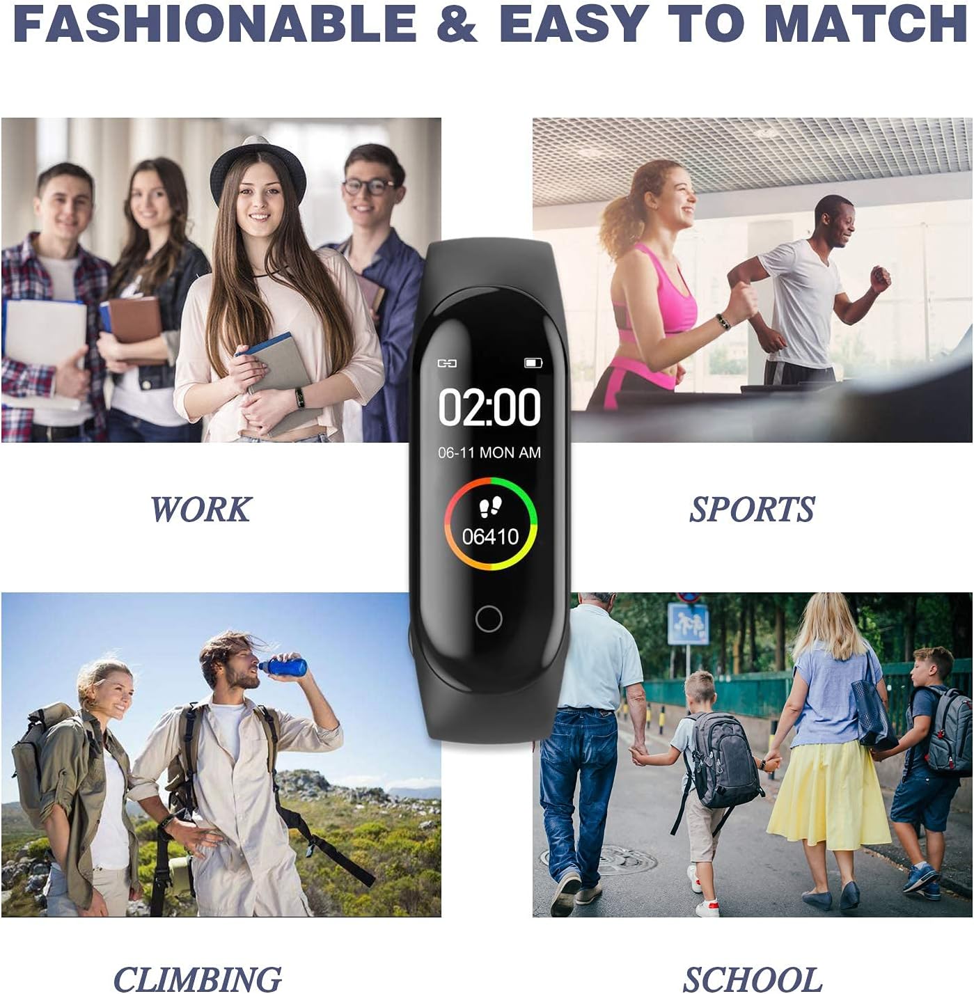Fitness Tracker,Smart Band Bracelet M4 Health and Sports Smart Watch Fitness Activity Tracker Waterproof Watch with Heart Rate and Blood Pressure Monitor, Sleep Monitor,Step Counter, Calorie Counter : Sports & Outdoors
