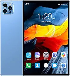 Tablet V62 10.1" FHD Android 12, MTK6797, Câmera 24MP, Bateria 8000mAh – Modelos com 6GB, 8GB, 12GB RAM e até 512GB – Sem Marca – Com Tela Full HD (Azul, 8+256)