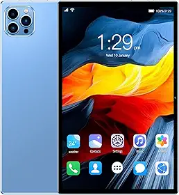 Tablet V62 10.1' FHD Android 12, MTK6797, Câmera 24MP, Bateria 8000mAh – Modelos com 6GB, 8GB, 12GB RAM e até 512GB – Sem Marca – Com Tela Full HD (Azul, 12+512)