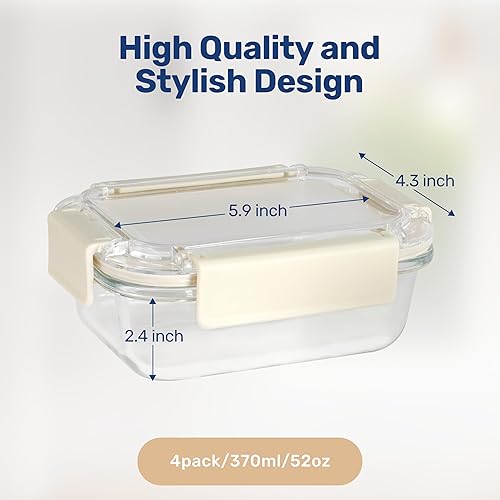 Miniatura 4 de Heal Smart Recipiente de almacenamiento de alimentos para todas las temperaturas, recipientes de vidrio para preparación de comidas con tapas,