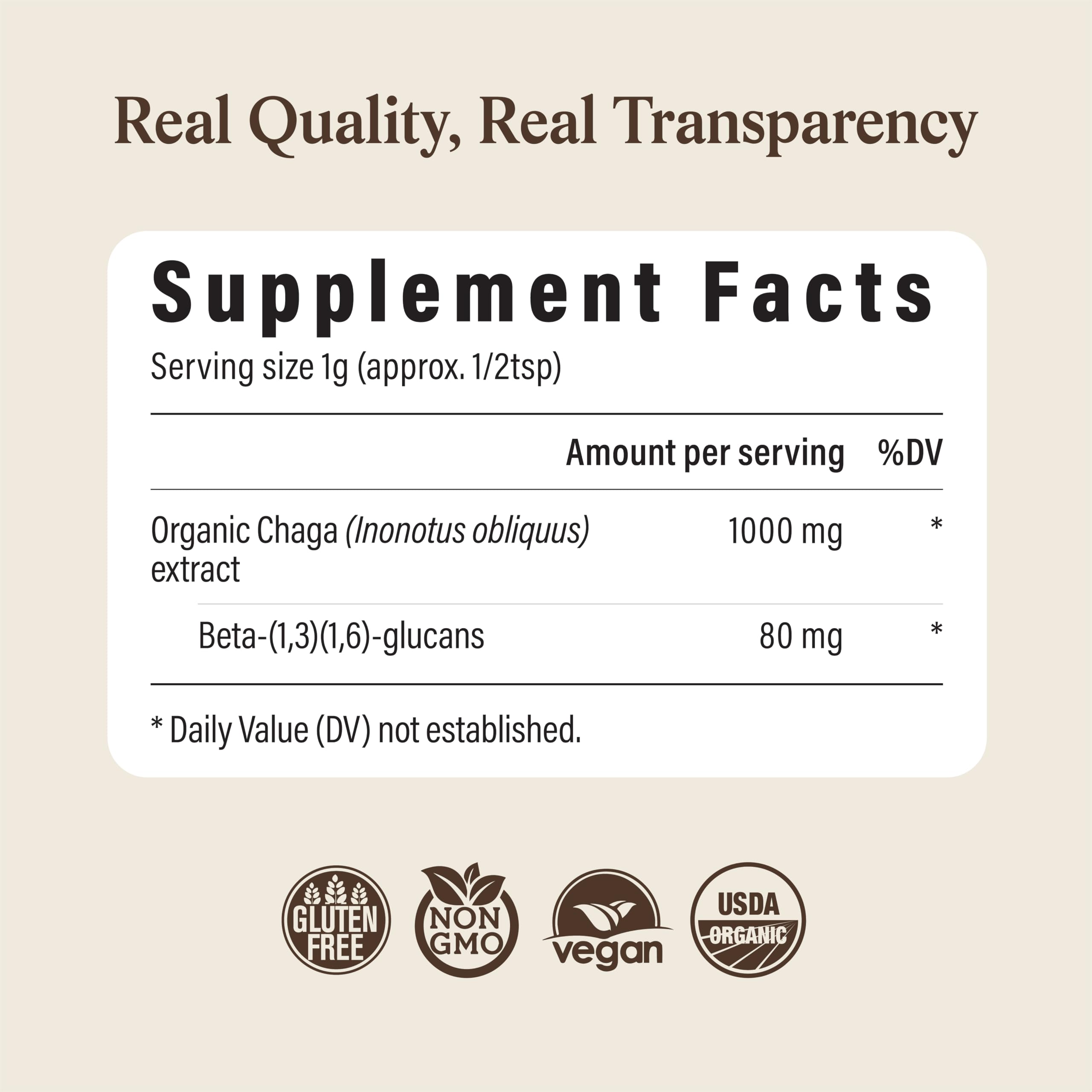 Real Mushrooms Organic Chaga Powder from Fruiting Body, 150 Servings — Amazon image 8