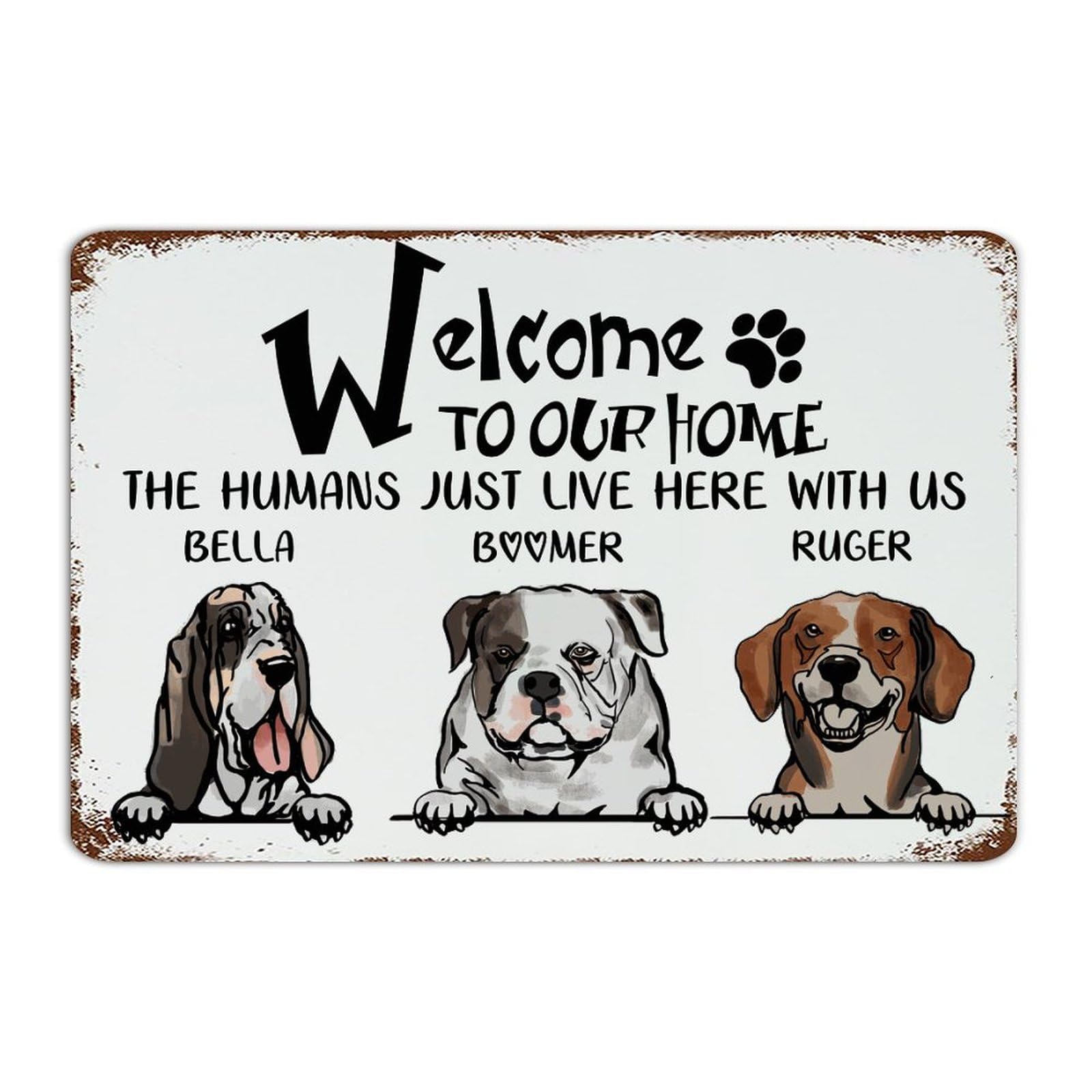 Plaque en métal rustique Welcome grand format rétro 30,5 x 45,7 cm