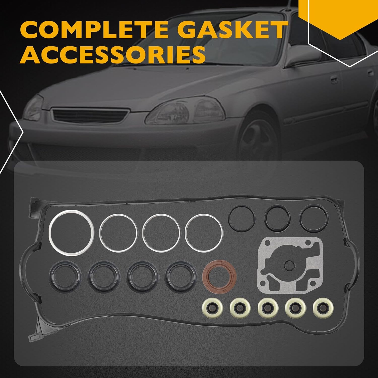 HS9915PT 1.6L Cylinder Head Gasket Set with Bolts, Compatible with 1996-2000 Honda Civic GX Hx Cx Dx Lx EX Del Sol, MLS Head Gasket Kit Replaces# HS9915PT1-1 HB4029