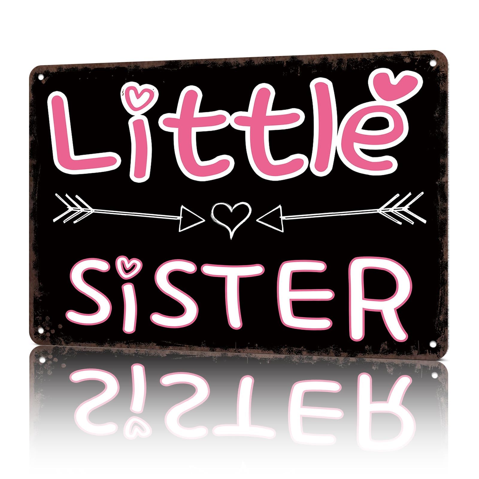 KWQDOZF Vintage Metal Signs Little Sister Girl Sibling Funny Tin Sign Poster Wall Art For Home Room Bedroom Office Decor 8x12inch