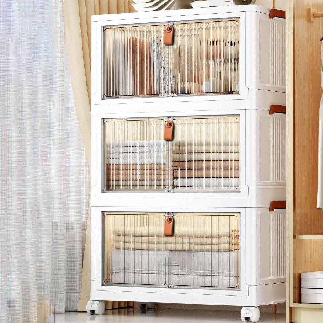 EXVITO Plastic Wardrobe – 3 Tier Cupboard for Storage, Almirah for Clothes, Plastic Cabinet for Storage Box, Wardrobe Organizer for Storage for Kitchen/Bedroom/Living Room- - Trans_12-picture-19